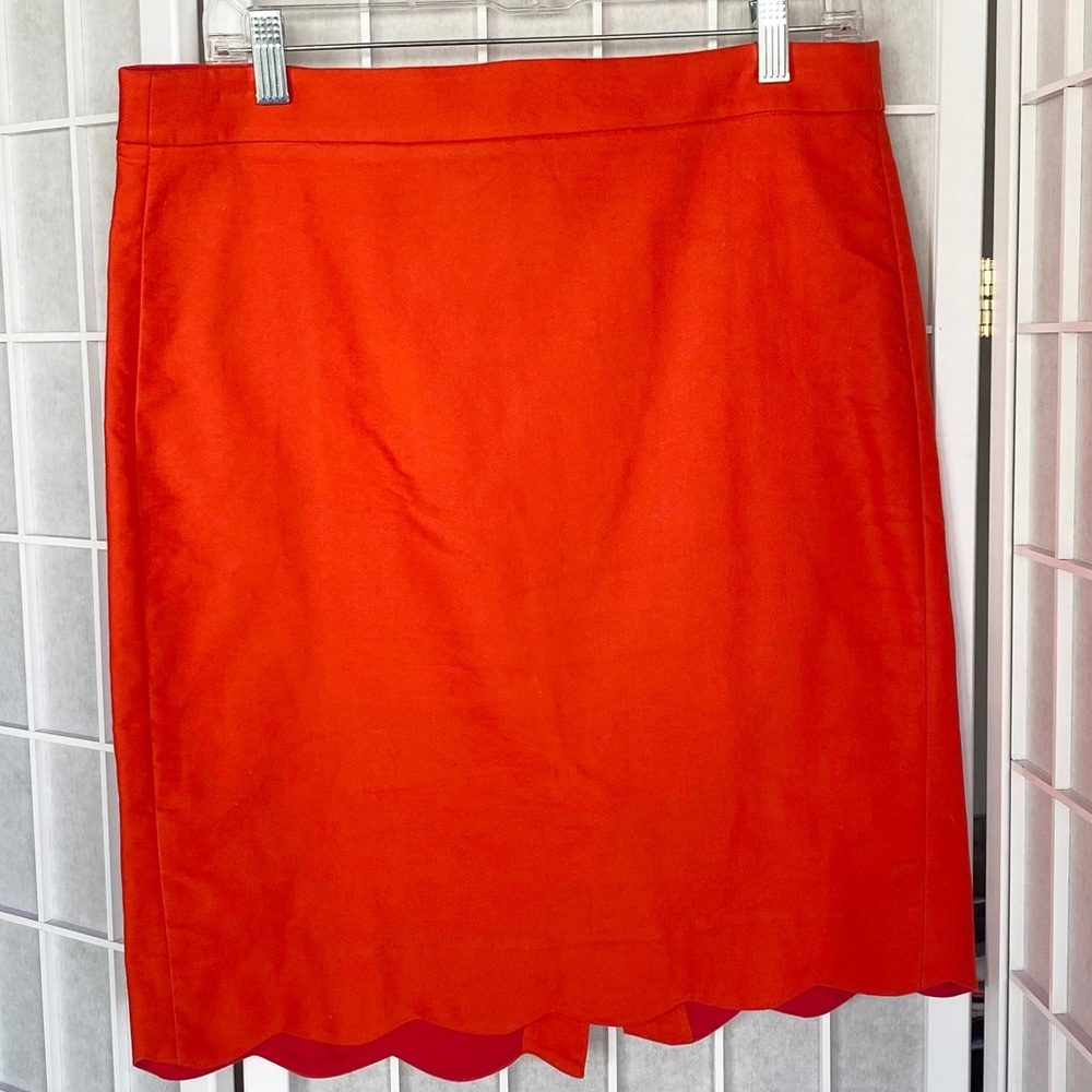 J.Crew Red Scalloped Pencil Skirt